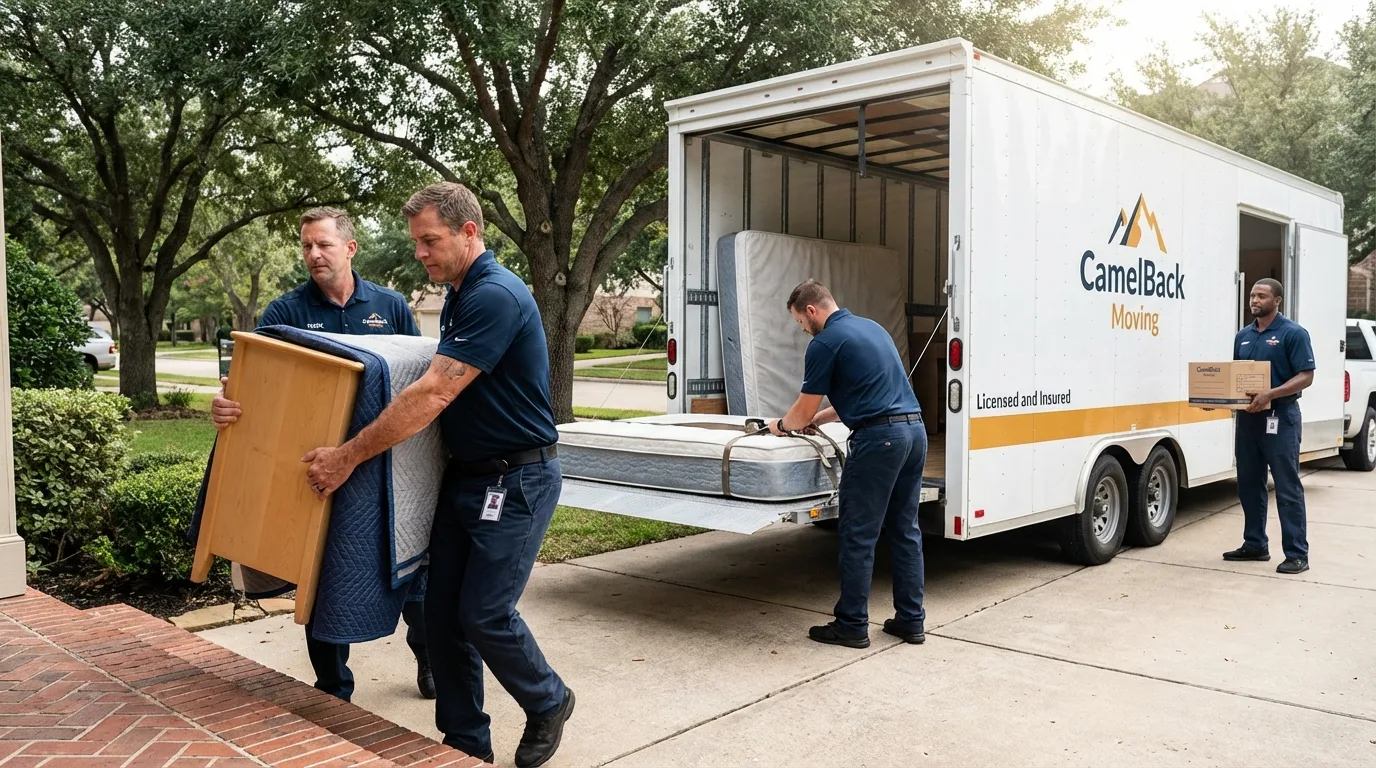 Crew loading residential truck for cross-state move from New Augusta, MS