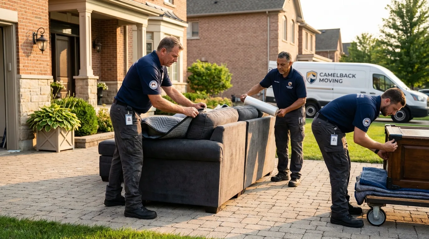 Large estate moving crew wrapping furniture in New Augusta, MS